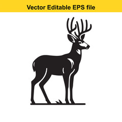 Majestic Mule Deer Buck Silhouette in Black and White