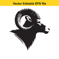 Majestic Ram Head Silhouette: A Vector Graphic Design