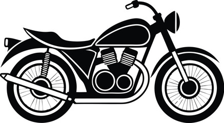 Obraz premium Motorcycle silhouette icon, black and white bike, vector transportation outline