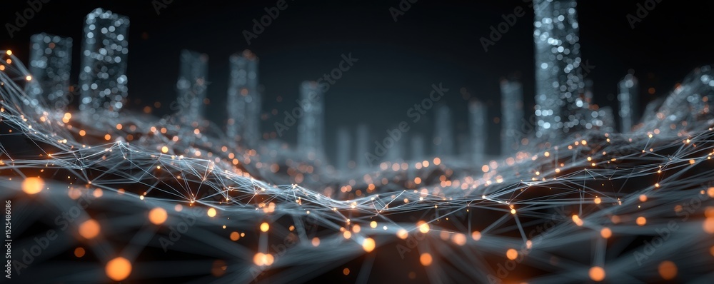 Poster abstract image of digital data connections in a futuristic design