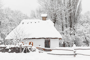 Snowy countryside landscape. Perfect white