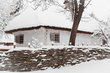 Snowy countryside landscape. Perfect white