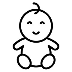 Simple Outline of a Smiling Baby Sitting With a Cheerful Expression