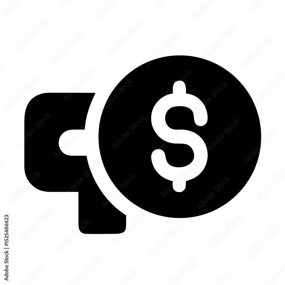 Poster chat bubble and dollar sign to represent online transactions and digital communication