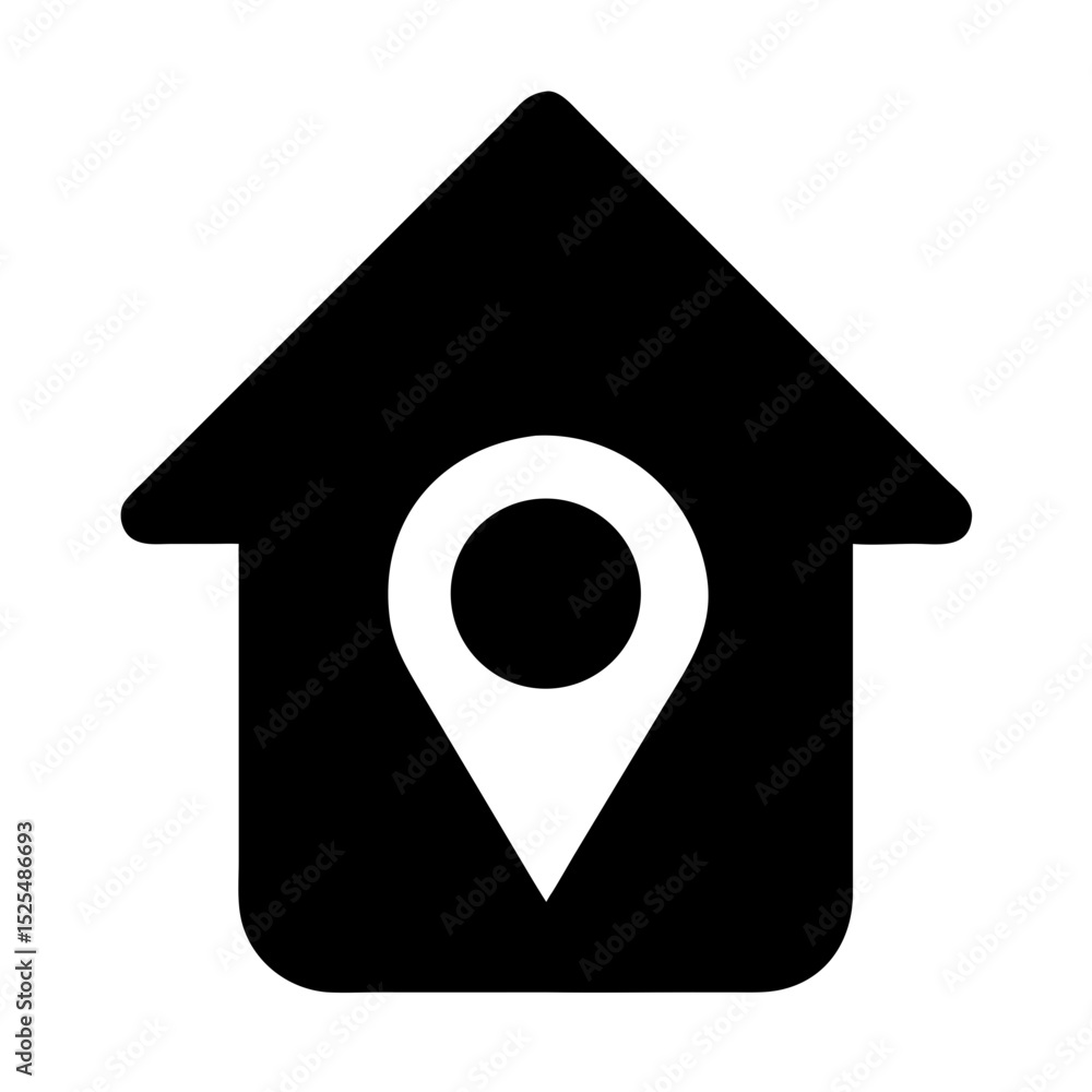 Poster home location symbol with marker indicating place on a map