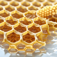 So sweet honeycombs isolated on transparent background