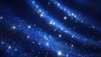 Obraz premium Deep Blue Glitter Background Sparkling Abstract Texture with Cinematic Lighting