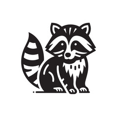 Obraz premium Raccoon silhouette black and white vector icon