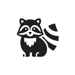 Obraz premium Raccoon silhouette black and white vector icon