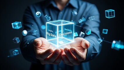 Businessman's hand touches a virtual screen, pressing a social network icon for global communication