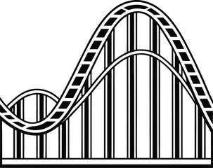 Roller coaster silhouette, amusement ride icon, thin line illustration