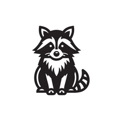 Raccoon silhouette black and white vector icon