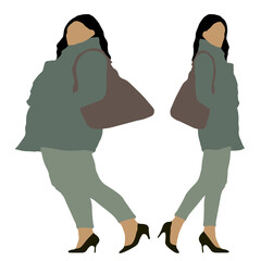 Conceptual fat overweight obese female vs slim fit healthy body after weight loss or diet on white background. A  fitness, nutrition or obesity, health shape illustration vector as silhouettes