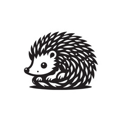 Obraz premium Hedgehog silhouette black and white vector icon