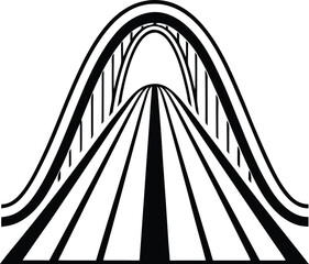 Roller coaster silhouette, amusement ride icon, thin line illustration