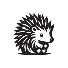 Hedgehog silhouette black and white vector icon