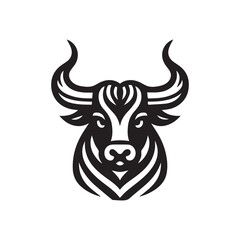 Fototapeta premium OX silhouette black and white vector icon