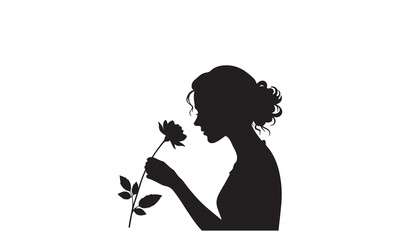 Girl with a Rose Silhouette