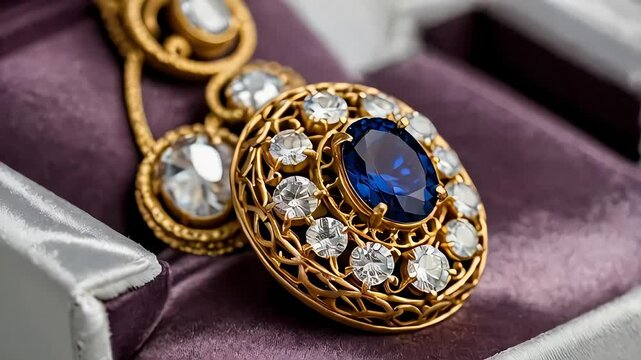 gold jewel with diamonds on a white background