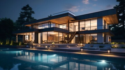 Obraz premium A photo of a modern house with a studio