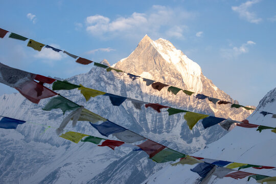 nepal himalayan anapurna snow covered