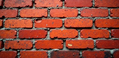 Obraz premium Rough texture, aged red bricks, uneven mortar , weathered, grunge, surface