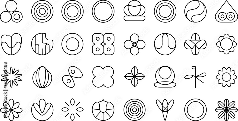 Poster collection of modern abstract minimalist line art geometric shapes for design elements