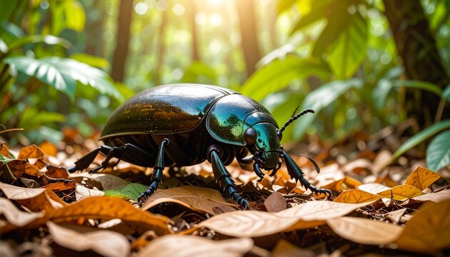 Goliath Beetle on Jungle Floor