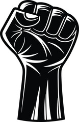 Raised fist silhouette, bold vector icon, power solidarity symbol







