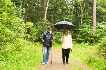 young couple walking in the park