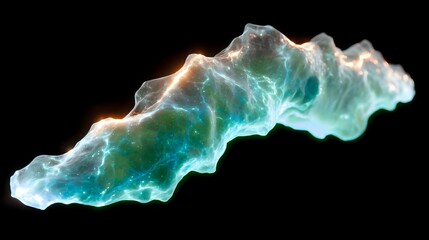 Obraz premium Glowing turquoise and white ethereal smoke formation against black background creates mysterious atmospheric effect for creative design projects.