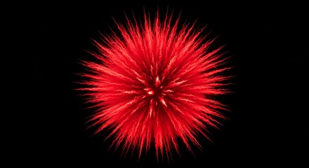 Fototapeta premium Red Fireworks Explosion Against Black Background