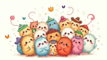 Obraz premium Cute animal doodles, minimalistic hand-drawn style, each animal isolated on transparent background, perfect for kids and education themes