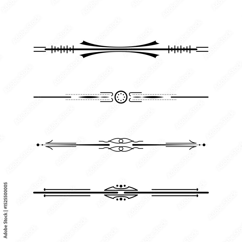 Poster set black simple line collection doodle border elements vector design style sketch isolated illustra