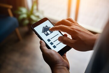 Person Using Real Estate App On Smartphone Device