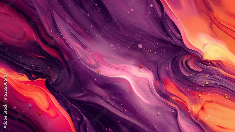 Poster Abstract purple and orange liquid swirl design with vibrant flowing patterns and textures in high quality 4k resolution