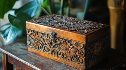 Intricately Carved Wooden Box: A Masterpiece of Craftsmanship