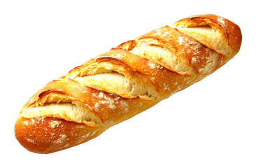 Freshly baked artisan baguette bakery food warm environment close-up view isolated on transparent background