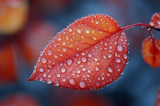 red flower with dew drops