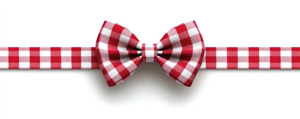 Obraz premium Red Gingham Bow Tie on Ribbon, Picnic, Gingham
