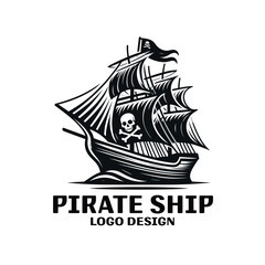 Pirate Ship Vector Logo Design