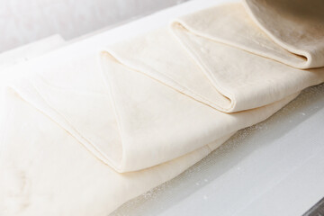 Preparing puff pastry sheets in confectionery production line