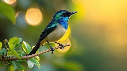 Obraz premium A vibrant collared sunbird perched gracefully on a branch in a natural habitat