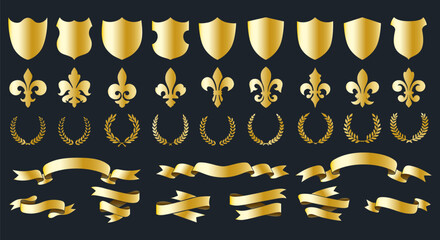 Golden heraldic symbol set