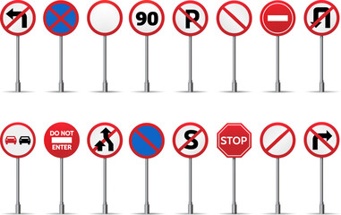 Road traffic red signs