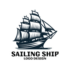Sailing Ship Vector Logo Design