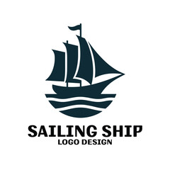 Sailing Ship Vector Logo Design