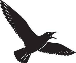 Obraz premium Seagull in flight silhouette bold shape, Powerful seabird illustration in motion