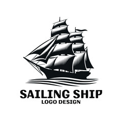 Sailing Ship Vector Logo Design