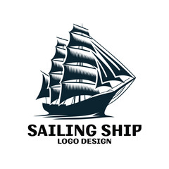 Sailing Ship Vector Logo Design